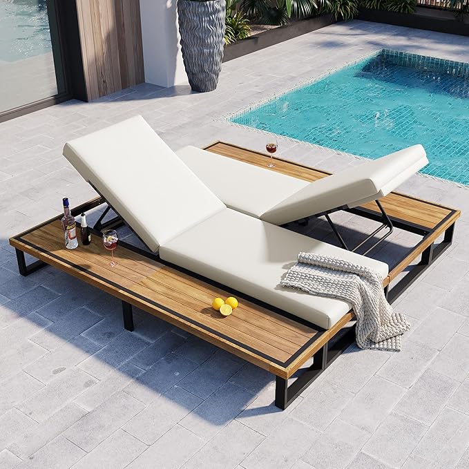 Merax Outdoor Chairs Set of 2 with Wood Side Table - Photo 3