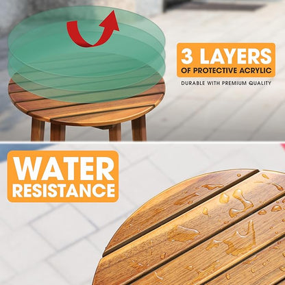 ENKEZI Acacia Adirondack Indoor Outdoor Side Table, Sturdy Patio End Table Weather Resistant, Strong Stability Outdoor Table for Bancony, Patio, Pool, Porch, Living Room (Small Round 16 in)