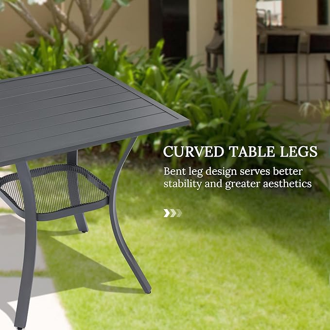 VICLLAX Small Square Outdoor Patio Table, All Weather Metal Outdoor Dining Table for Lawn Garden - Photo 7