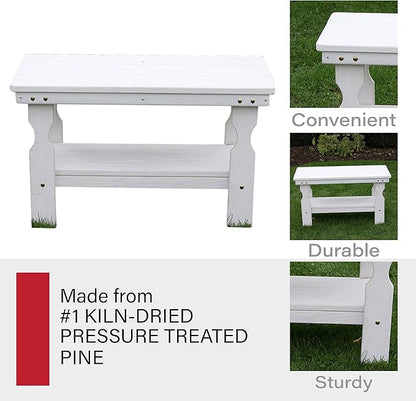 Amish Casual Heavy Duty Pressure Treated Wood Coffee Table in Semi-Solid White Stain - Crafted from Solid Pine by Amish Craftsmen in The USA