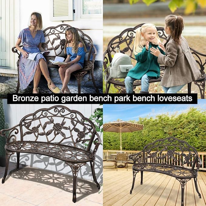 TTY Store Patio Garden Bench Park Bench Loveseats for Outdoor Porch, Patio, Lawn, Balcony - Photo 3
