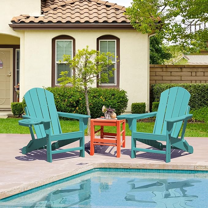 FOOWIN Folding Adirondack Chair, HDPE Adirondack Chairs with Cup Holder - Photo 7