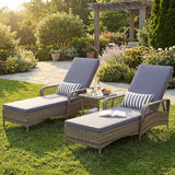 Wicker Chaise Lounge Chair, Patio Rattan Recliner with 6-Position Adjustable Backrest, Soft Cushions - Photo 9