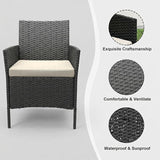 GarveeHome 3-Piece Patio Bistro Set, PE Rattan Outdoor Conversation Furniture with 2 Cushioned Chairs & Coffee Table - Photo 3