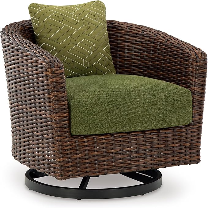 Signature Design by Ashley Horizon Hall Casual Outdoor Weather Resistant Swivel Lounge Chair with Removable Cushion - Photo 1