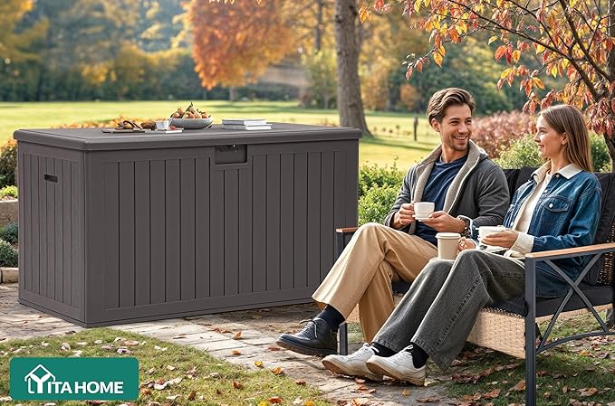 YITAHOME 220 Gallon Double-Wall Deck Box with Divider & Side Handles, Outdoor Large Storage for Patio Furniture Cushions - Photo 6