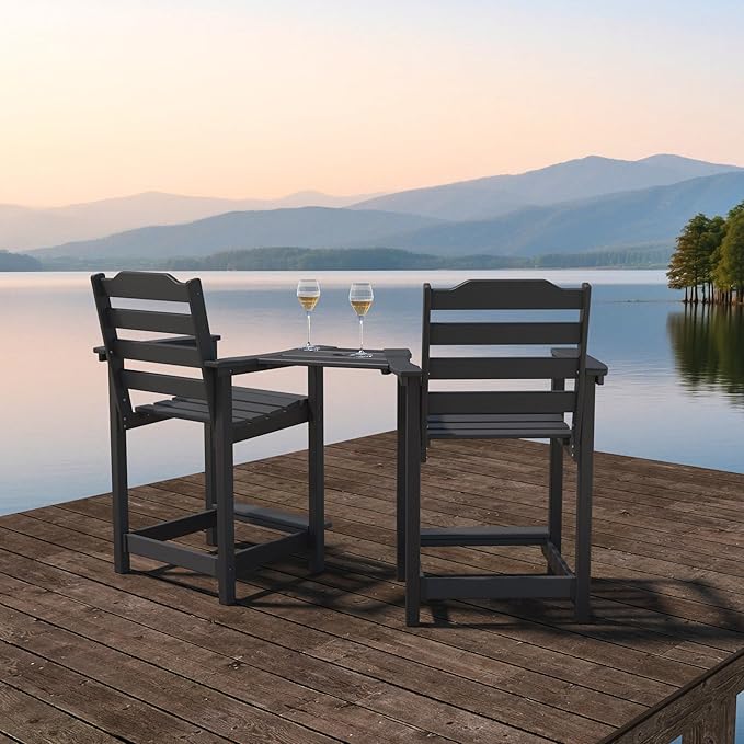 Tall Adirondack Chair, All Weather Resistant Adirondack Bar Stools for Patio, Lawn, Garden, Swimming Pool - Photo 6