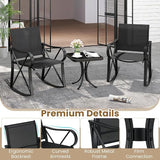 Tangkula 3 Piece Patio Rocking Set, 2 Rocking Chairs with Tempered Glass Side Table - Photo 7