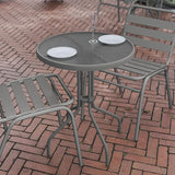 Flash Furniture Bellamy 23.75'' Round Tempered Glass Metal Table, Silver - Photo 7