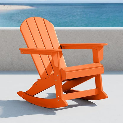 WO WESTIN OUTDOOR HDPE Laguna Outdoor Rocking Poly Adirondack Chair, Orange