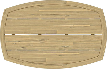 SIMPLIHOME Parkside SOLID ACACIA WOOD 70 inch Wide Rectangle Contemporary 4 Piece Outdoor Conversation Set in Natural for the Living Room