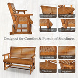 Fortune Candy Wooden Patio Glider with High Roll Back and Deep Contoured Seat, Solid Fir Wood, 2-Seater - Photo 5