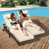 NOBLEMOOD Outdoor Lounge Chairs Set of 6 Beach Wicker Chaise Lounge with Wheels, Cushion - Photo 2