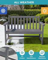 Outdoor Bench, 2-Person HDPE Garden Bench, All Weather Poly Patio Bench for Outdoors, Garden, Backyard, Porch and Park - Photo 6