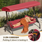 3 in 1 Outdoor Porch Swing with Adjustable Canopy, 3 Seat Outdoor Swing for Adults - Photo 4