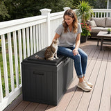 Greesum 100 Gallon Resin Deck Box Large Outdoor Storage Boxes with Cushions for Garden Tools, Patio Furniture Pillows - Photo 3