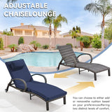 Pool Outdoor Lounge Chairs Set of 2, Outdoor Chaise Lounge w/ 5 Adjustable Back - Photo 7