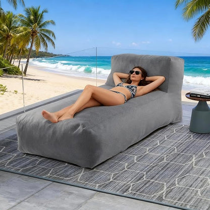 Outdoor Bean Bed Chair Sun Lounger, Outdoor Couch Sofa for Patio & Pool, Foam Filling Day Bed Furniture, Comfy Lazy Sofa for Outside, Water-Resistant Seating (Charcoal Gray, 70'' L)