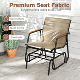 Tangkula 3 Piece Patio Bistro Glider Set, 2 Rocking Chairs w/Tempered Glass Side Table - Photo 7