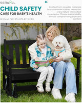SERWALL Outdoor Glider Bench Set of 4, HDPE Weather-Resistant Swinging Bench for Backyard Garden Porch, Black - Photo 3