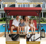 3 Seat Outdoor Porch Patio Swing with Adjustable Canopy& Backrest, Outdoor Swing for Adults - Photo 6