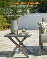 Aluminum Outdoor Side Table, Anti-Rust Outside Patio Side Table with Resin Tabletop - Photo 5