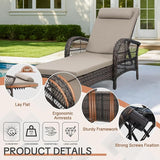 HOMEDIARY Outdoor Wicker Lounge Chair with Cushion, 6-Position Adjustable Patio Chaise Lounge - Photo 4