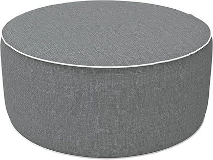 LVTXIII Outdoor/Indoor Inflatable Ottoman, 21"x21"x9" Patio Footrest Stool, Portable Round Pouf Ottoman for Patio Garden, Camping or Home Decoration, Grey Textured