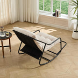 Rocking Chair with Foot Rest, Outdoor Indoor Rocking Lounge Chair with Cushion - Photo 7