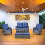 Belord 6 Pieces Patio Furniture Set Outdoor Wicker Furniture, 2 Patio Wicker Chairs with 1 Loveseat Sofa - Photo 2