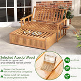 LDAILY Moccha Acacia Wood Outdoor Daybed - Wooden Loveseat Sofa with 4-Level Backrest, Storage Ottoman, Cushions - Photo 6