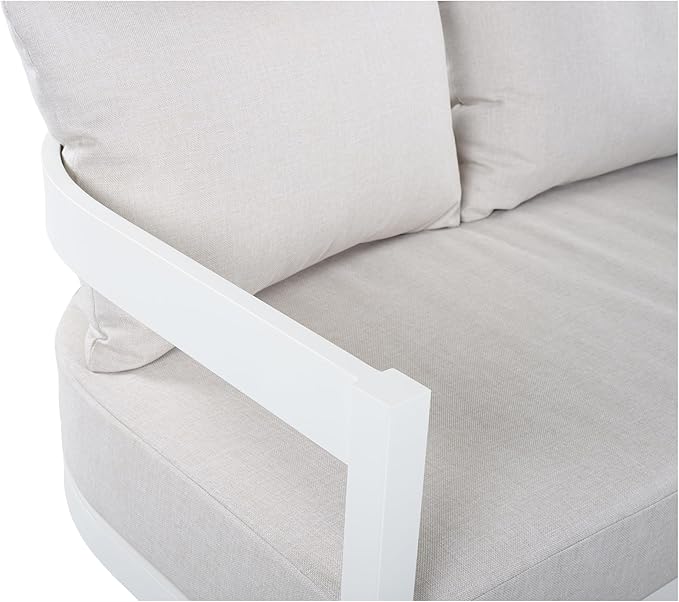 Merax 52.6" Modern Curved-Back Outdoor Aluminum Loveseat, 2-Seater Patio Sofa with Weather-Resistant Cushions for Porch - Photo 6