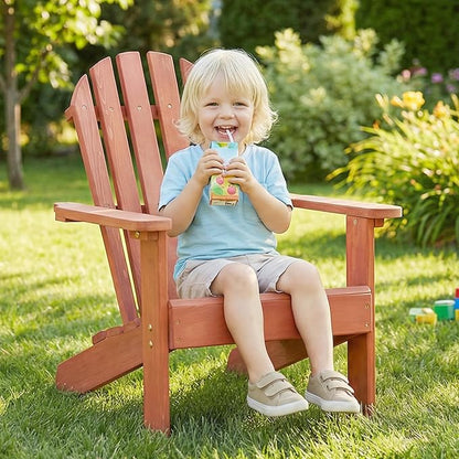 SoliWood Kids Outdoor Wooden Adirondack Chair for Patio Garden Backyard Porch Pool