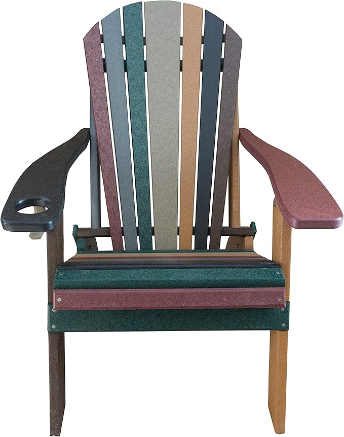Furniture Barn USA Poly Folding Adirondack Chair, Striped Earth Tone
