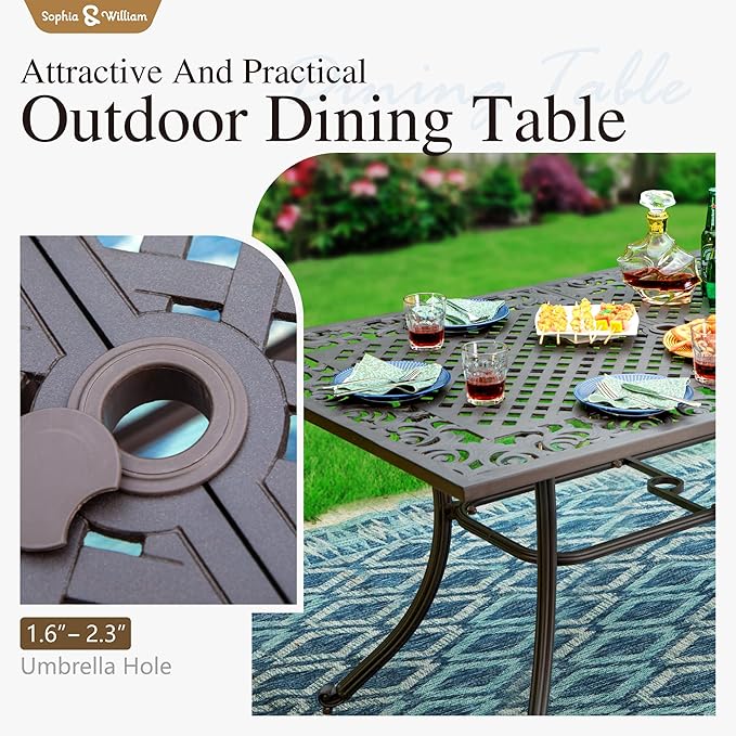 Sophia & William 7 Pieces Cast Aluminium Patio Dining Set for 6 - Photo 2