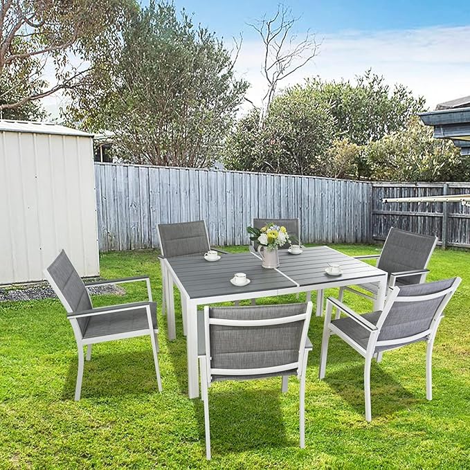 Kozyard Villa Outdoor Patio Dining Chairs Set of 4, Aluminum Frame with Padded Textilene Fabric - Photo 6