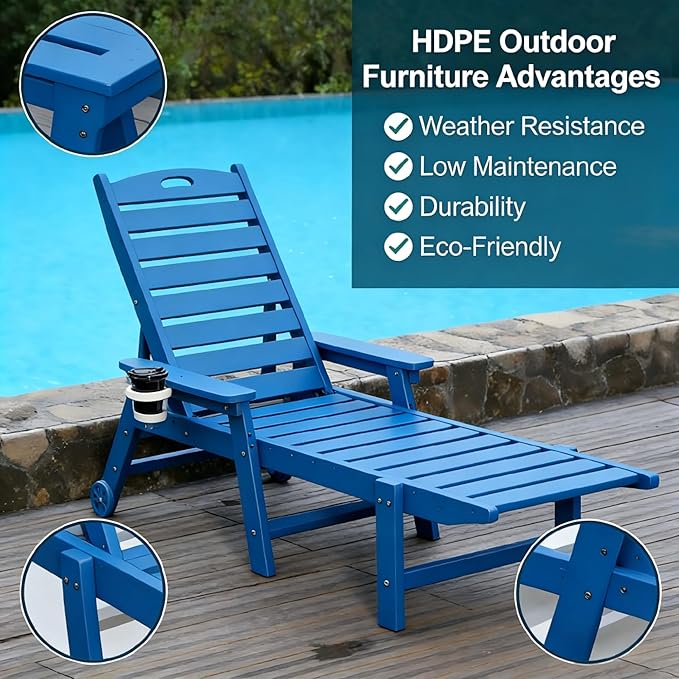 Outdoor Chaise Lounge Chair with Adjustable Backrest and Heavy-Duty Support for Ultimate Relaxation
