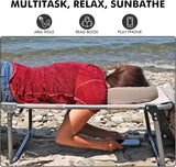 Oversized Extra Wide Tanning Chair with Sun Canopy Face Hole Padded Adjustable Washable - Photo 5