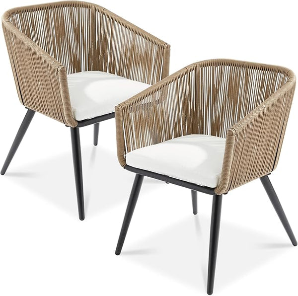 Best Choice Products Set of 2 Patio Dining Chairs, Outdoor Seating for Backyard, Poolside, Balcony w/Woven Wicker Design - Photo 1