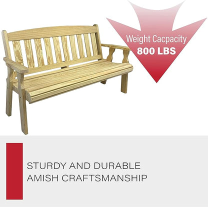 Amish Casual Outdoor Heavy Duty 800 LB Mission Pressure Treated Garden Bench(4 Foot, Unfinished)