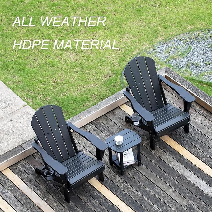 nalone Folding Adirondack Chairs Set of 2 with Cushions and Cup Holder - Photo 5