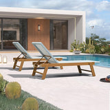 PURPLE LEAF Extra Large Patio Chaise Lounge 2 Pieces French Outdoor Wicker Lounger Matte Teak Aluminum Frame 771LBS - Photo 3