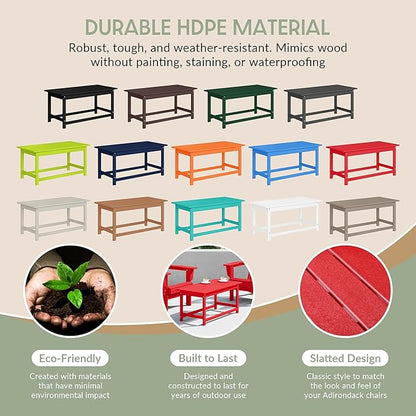 WestinTrends Malibu Outdoor Coffee Table, 35" x 17.5" All Weather Poly Lumber Patio Adirondack Coffee Table for Garden Lawn Porch Balcony, Red