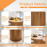 Metal Small Patio Table, Round Outdoor Side Table, Wood Color Outdoor Accent End Table, Patio Furniture, for Garden - Photo 9