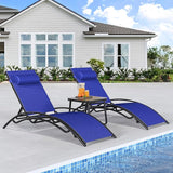 YITAHOME Outdoor Chaise Lounge Chair Set of 3, Pool Lounge Chairs with Side Table & 5-Position Adjustable Backrest - Photo 9