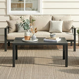 ONBRILL Outdoor Metal Coffee Table, 36 Inch Patio Black Coffee Table for Porch, Backyard, Poolside, Balcony - Photo 2