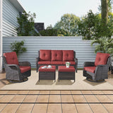 Rilyson Wicker Patio Furniture Set - 5 Piece Rattan Outdoor Sectional Conversation Sets with 2 Rocking Swivel Chairs - Photo 7