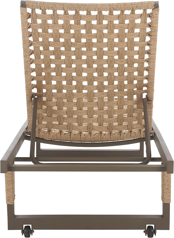 SAFAVIEH Outdoor Patio Furniture Collection - Arthur Grey & Heather Tan Woven Rope Chaise Lounge Chair, Adjustable Reclining Sun Lounger, Modern Poolside & Deck Seating (PAT7760A)