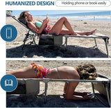 Tanning Chair with Face Hole, Adjustable Folding Chaise Lounge Chairs for Outside with Detachable Pillow & - Photo 6