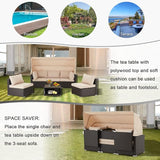 Vicluke 6 Pieces Patio Furniture Sets Outdoor Sectional Sofa Set Rattan Daybed with Retractable Canopy - Photo 7